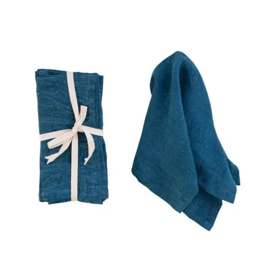 Hello Honey&reg; 18" Square Stonewashed Linen Dinner Napkins, 4ct. Navy {6}