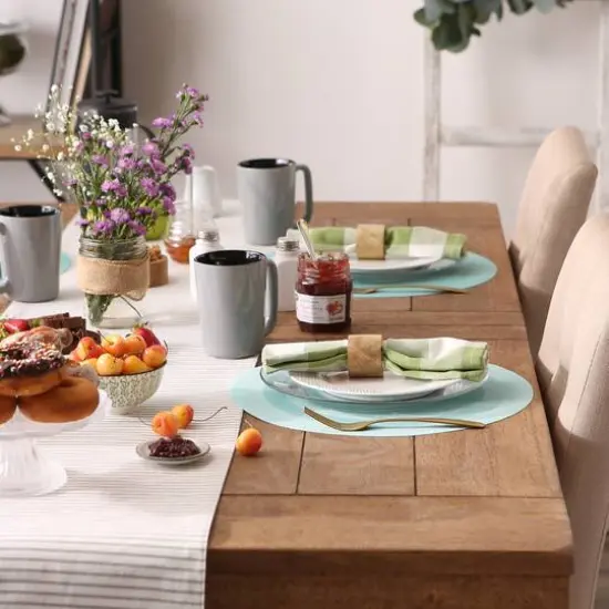 DII&reg; Round Double Frame Placemats, 6ct. Aqua {5}