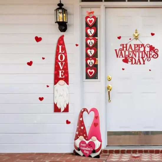 Glitzhome&reg; 42" Valentine's Wooden Gnome Porch Decor {3}
