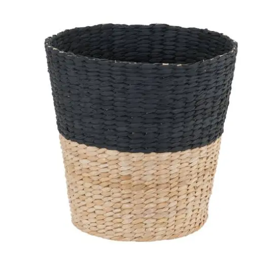 Household Essentials 9" Black Woven Hyacinth Waste Basket {1}