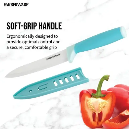 Farberware 6" Aqua Ceramic Chef Knife with Sheath {3}