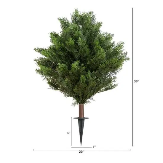 3ft. UV-Resistant Artificial Cedar Bush with Integrated Ground Stake {7}