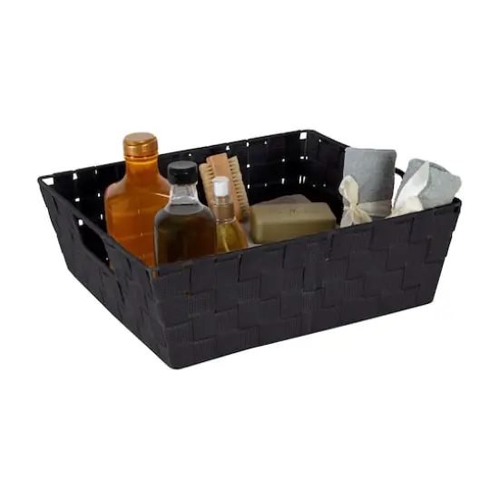 Simplify Large Woven Storage Shelf Bin Black {3}