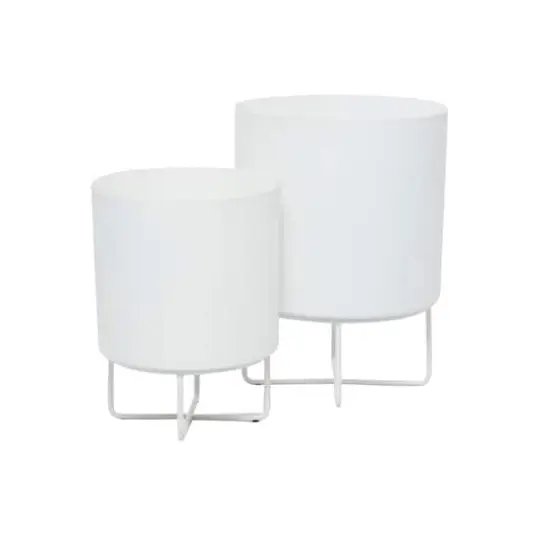 White Modern Planter, Set of 2" 16", 13" {3}