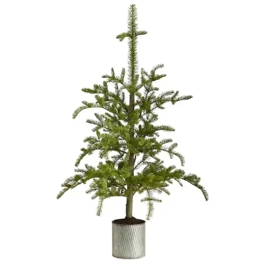 4.5ft. Pre-Lit Pine Artificial Christmas Tree in Decorative Planter, White Lights {4}
