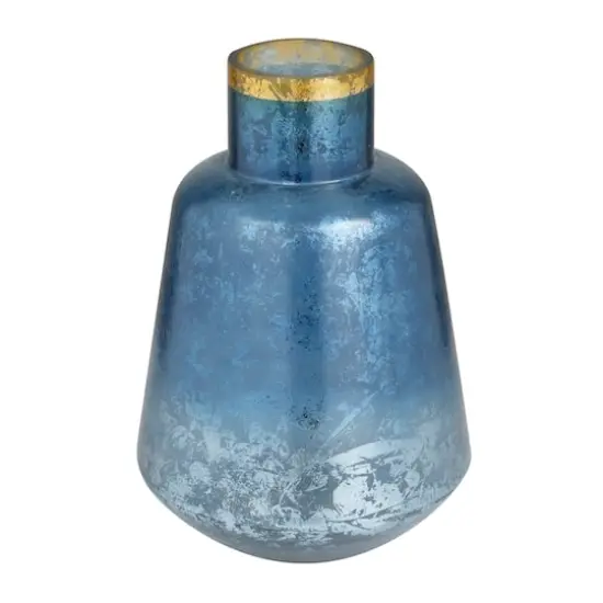 Blue Glass Coastal Vase, 14" x 10" x 10" {3}