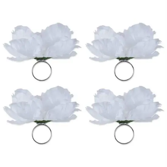 DII&reg; Peony Napkin Rings, 4ct. White {1}