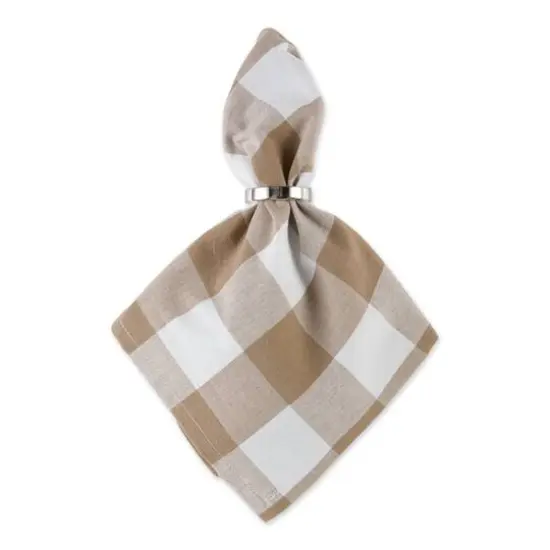 DII&reg; Buffalo Check Oversized Napkin, 6ct. Stone/White {5}