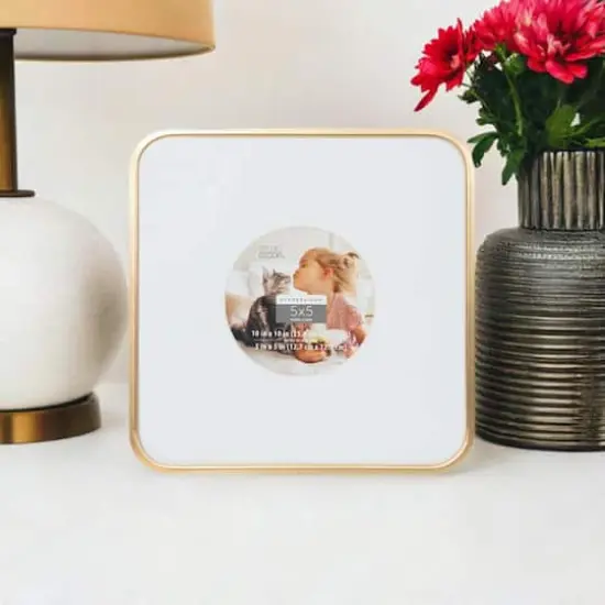 Expressions&trade;5" x 5" Gold Rounded Frame with Circle Mat by Studio D&eacute;cor&reg; {1}