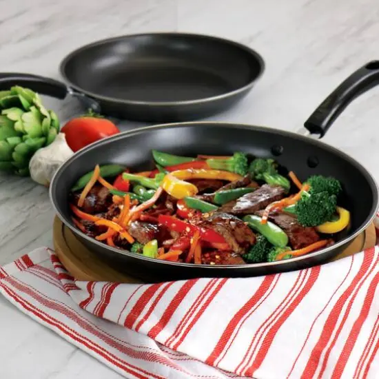 Gibson Everyday&reg; Highberry 2-Piece Metallic Gray 12" & 10" Frying Pan Set {6}