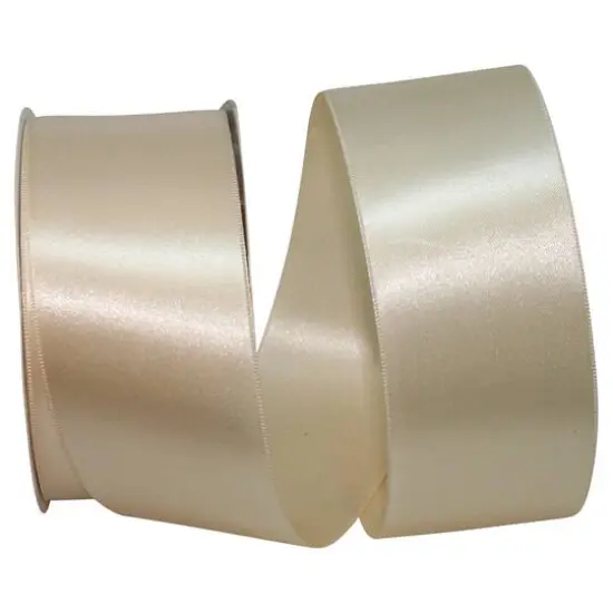 JAM Paper 2.25" x 50yd. Double Face Satin Allure Ribbon Ivory {1}