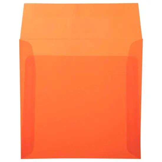 JAM Paper 6.5" x 6.5" Square Translucent Vellum Envelopes, 100ct. Orange {4}