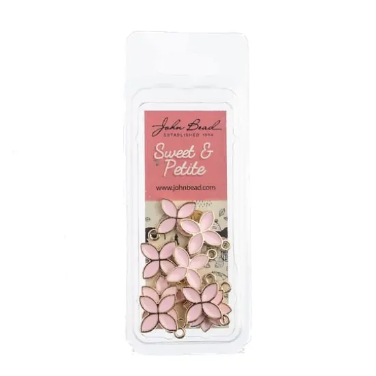 John Bead Sweet & Petite Four Petals Charms, 10ct. Pink {3}