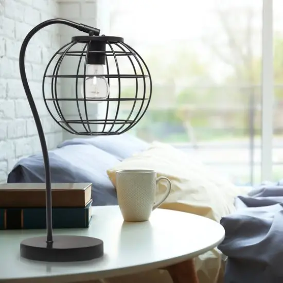 Lalia Home 20" Arched Metal Cage Table Lamp Black {6}