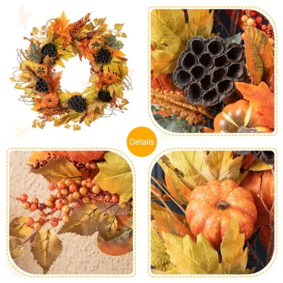 Glitzhome&reg; 24" Fall Pumpkin Leaf Floral Wreath {7}