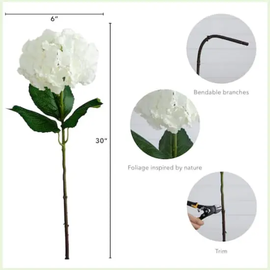 30" White Hydrangea Flower Stems, 3ct. {5}