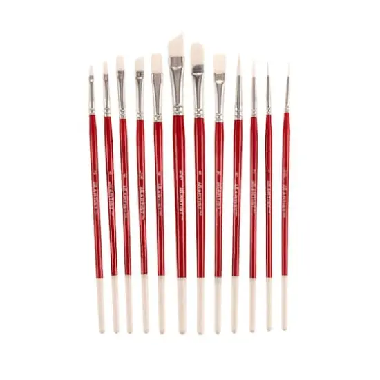 Hello, Artist! Short Handle White Taklon 12 Piece Brush Set {17}