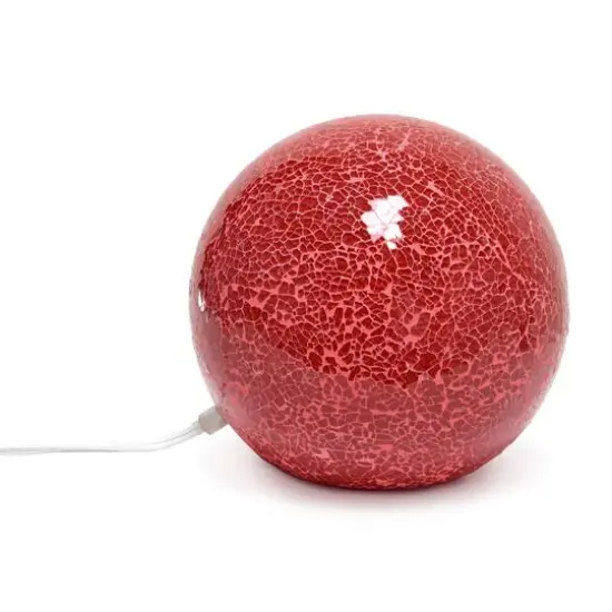 Simple Designs 7.7" Mosaic Stone Ball Table Lamp Red {10}
