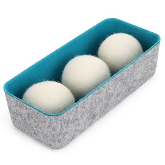 Welaxy Felt 3 Wool Dryer Balls with Turquoise Storage Tray {5}