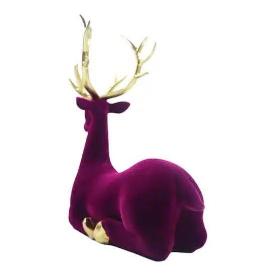 Flocked Sitting Reindeer Tabletop D&eacute;cor by Ashland&reg; Plum {4}