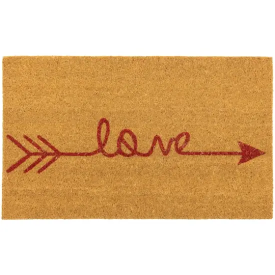 Red Love Arrow Natural Coir Outdoor Doormat {1}