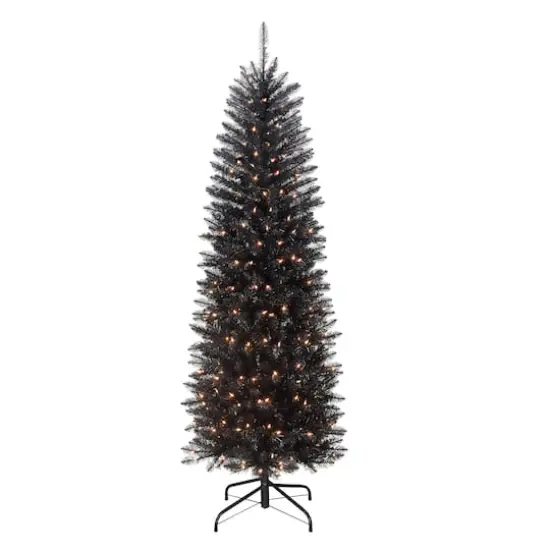 6.5ft. Pre-Lit Black Pencil Fraser Fir Artificial Christmas Tree, Clear Lights {1}