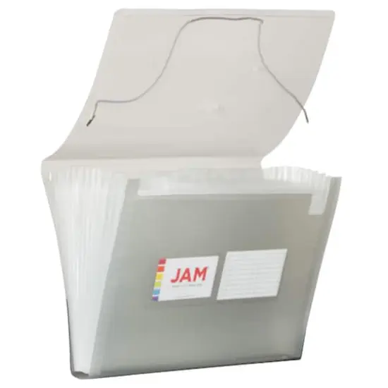 JAM Paper 9" x 13" Plastic Accordion Folder Smoke Grey {1}