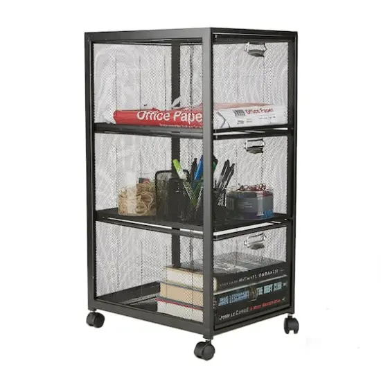 Mind Reader Black 3 Drawer Rolling File Cabinet {3}
