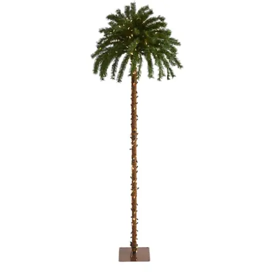 7ft. Pre-Lit Christmas Palm Tree, Warm White LED Lights {1}