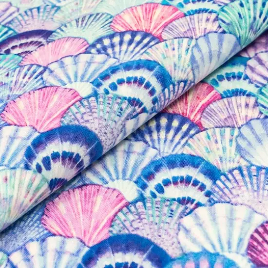 SINGER Pink & Purple Shells Cotton Fabric {3}