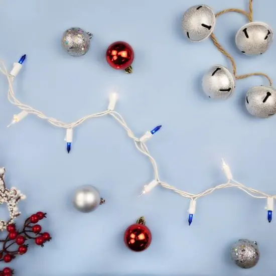 100ct. Mini Christmas String Lights with White Wire Blue/Clear {7}