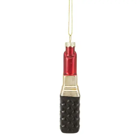 4.5" Red Lipstick Glass Christmas Ornament {5}
