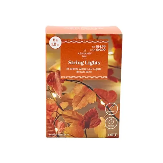 18ct. Warm White LED Brown Maple Leaf String Lights by Ashland&reg; {4}