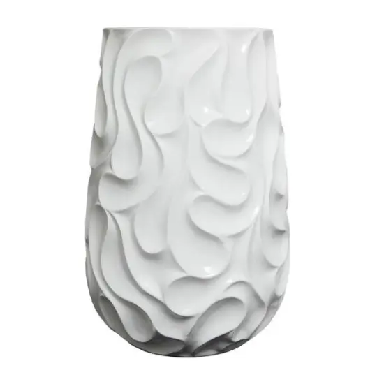 24" White Wave Textured Vase {3}