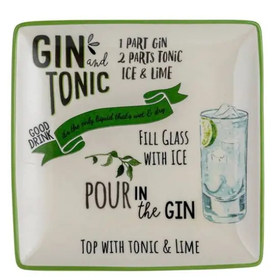 Hello Honey&reg; 6" Cocktail Recipe Design Stoneware Plate Set {6}