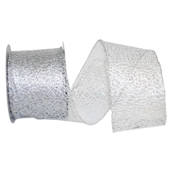 Reliant 2.5" x 10yd. Web Mesh Metallic Wired Ribbon Silver {1}