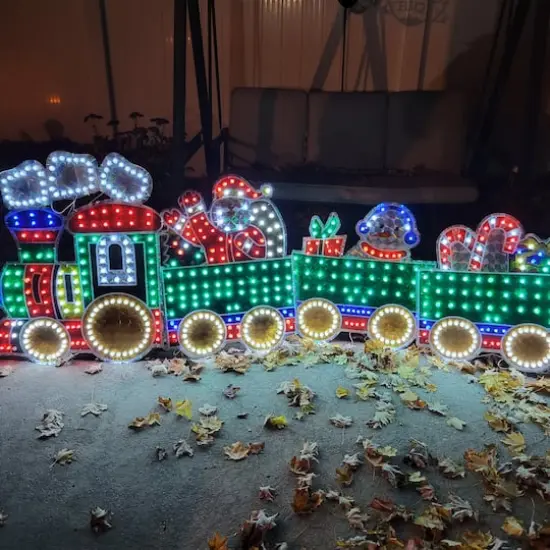 8.5ft. Holographic LED Lighted Motion Train Set Outdoor Christmas Decoration {5}