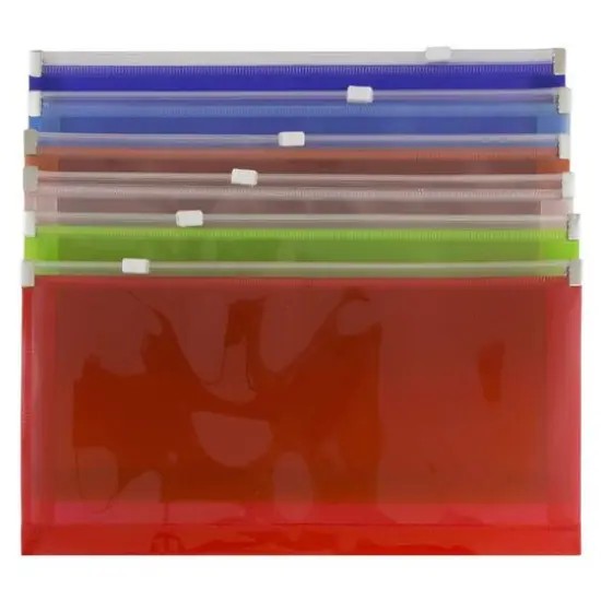 JAM Paper 4.13" x 9.5" Mixed Plastic Zip Closure Booklet Envelopes, 12ct. {5}