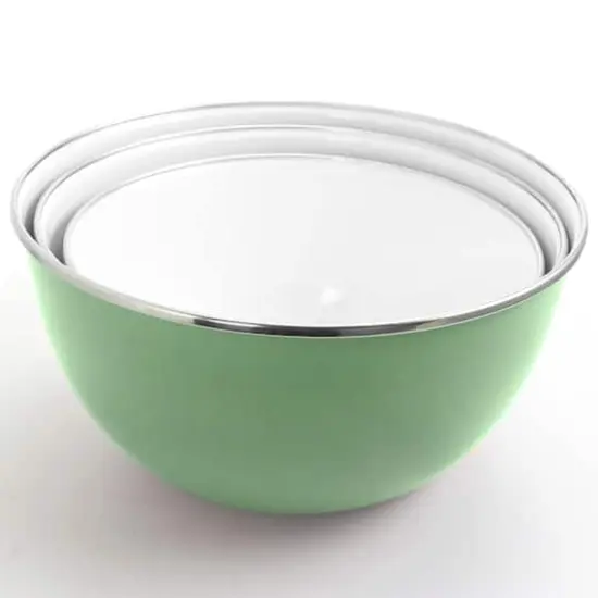 Gibson Home&reg; Plaza Cafe Mint 3-Piece Stackable Nesting Mixing Bowl Set with Lids {4}