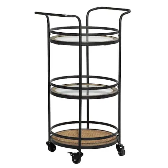 Brown Wood Industrial Bar Cart 35" x 21" x 16" {1}