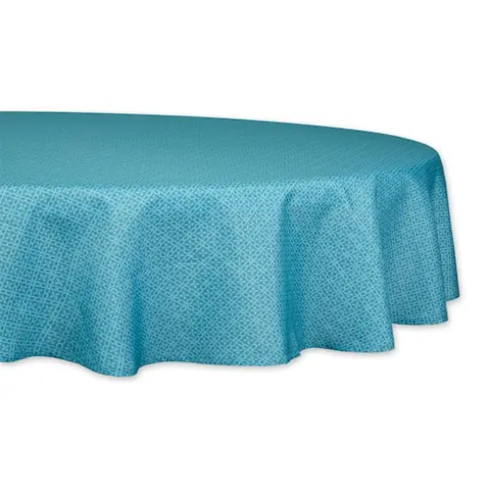 Storm Blue Tonal Lattice Print Outdoor Tablecloth, 60" Round {1}