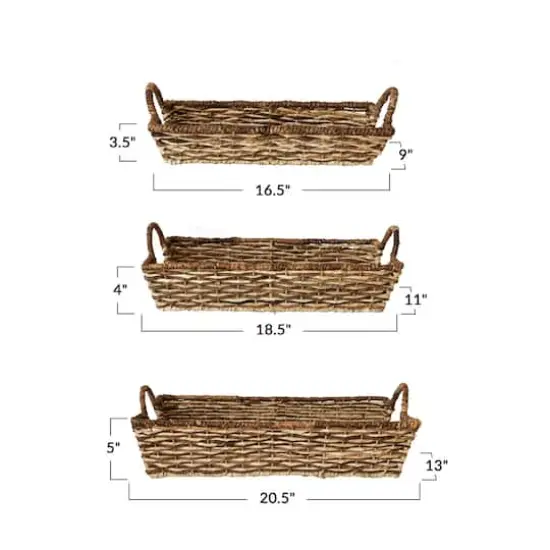 Hello Honey&reg; Natural & Brown Hand-Woven Buri & Abaca Tray Set {5}
