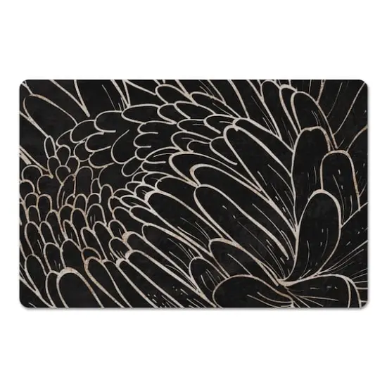 18" x 27" Black & White Floral Etching Floor Mat {1}