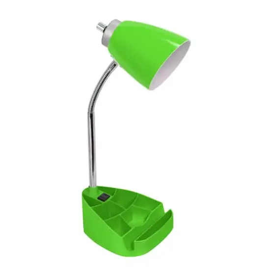 LimeLights 18.5" Gooseneck Desk Lamp with Tablet Stand and Charging Outlet Green {1}