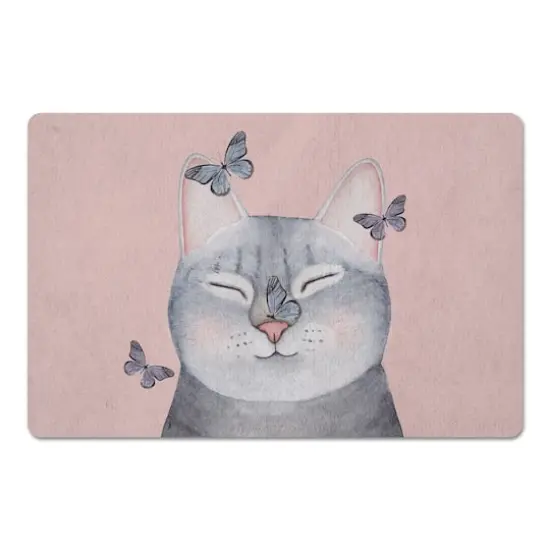 18" x 27" Cat with Butterflies Floor Mat {1}