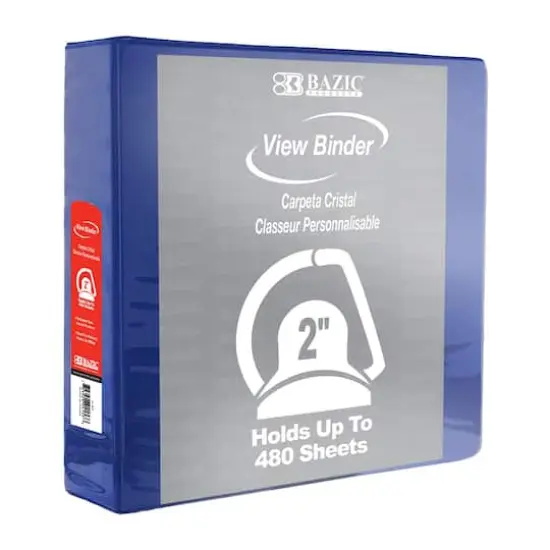 BAZIC&reg; 2" Slant D Ring View Binder with 2 Pockets, 6ct. Blue {4}