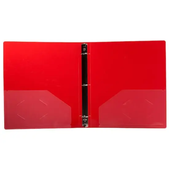 JAM Paper Glass Twill Plastic 3-Ring Binder Red {6}