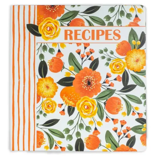 Steel Mill & Co.&reg; 1.75" Orange Floral Recipe Binder {7}