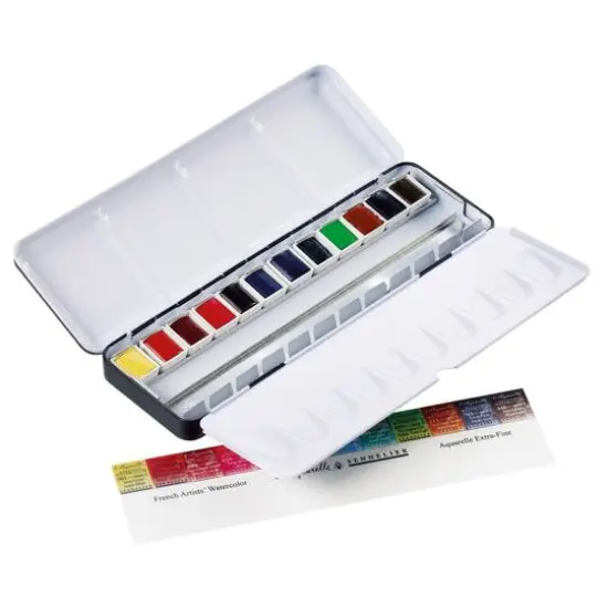 Sennelier 12 Color Half Pan Watercolor Metal Tin Set {3}