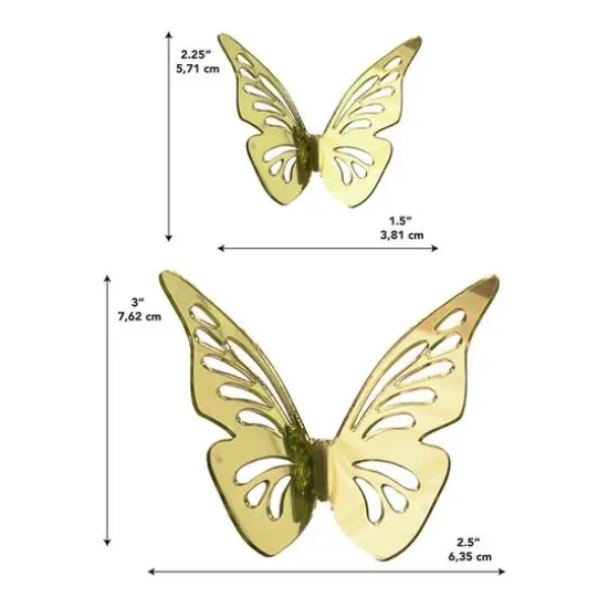 RoomMates 3D Gold Butterflies Peel & Stick Mirror Decals {6}